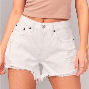 A&F white Mid Rise Boyfriend Shorts denim jean